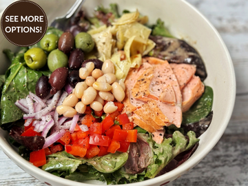 ITALIAN-STYLE ANTIPASTO SALAD WITH SALMON + WHITE BEANS