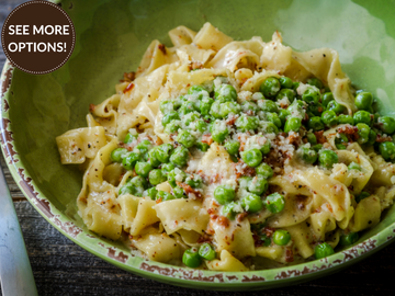 FAMILY FAVORITE! FETTUCCINE CARBONARA WITH PEAS