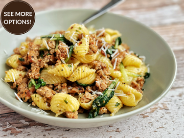 CONCHIGLIE PASTA WITH SPICY ITALIAN SAUSAGE + HERBED BUTTER