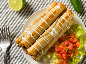 CRISPY BEAN + CHEESE TAQUITOS