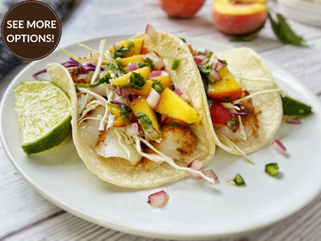 GRILLED FISH TACOS WITH PEACH SALSA