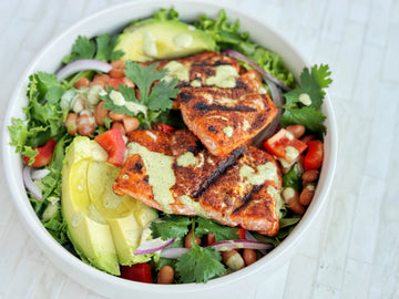 JOY'S FAVORITE! GRILLED SALMON SALAD WITH CREAMY CILANTRO DRESSING