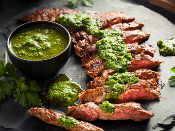 GRILLED SIRLOIN STEAK WITH CHIMICHURRI + ROASTED POTATOES