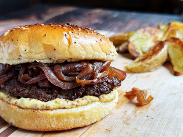 ITALIAN SAUSAGE + BALSAMIC ONION SMASH BURGERS