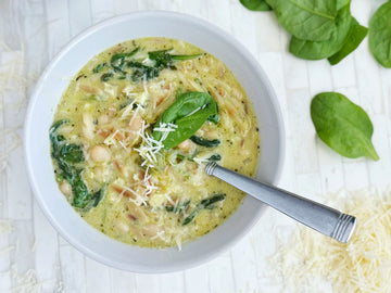 ONE-POT PESTO + LEMON ORZO SOUP