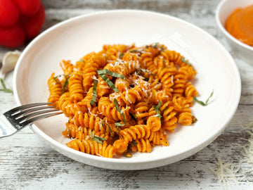 PASTA WITH PESTO CALABRESE (ROASTED RED PEPPER PESTO)