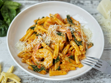 QUICK CREAMY SHRIMP + SUN-DRIED TOMATO PASTA