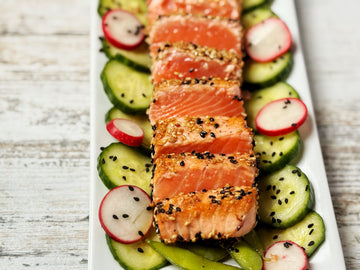 NEW! SESAME-CRUSTED SALMON TATAKI WITH PONZU
