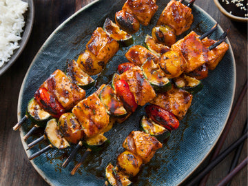 YAKITORI-STYLE SALMON + ZUCCHINI SKEWERS