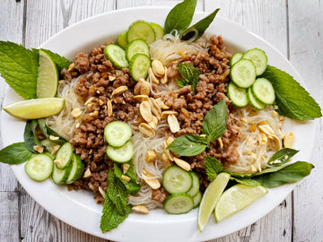 SWEET + SAVORY PORK AND HERBS WITH CHILLED VERMICELLI NOODLES