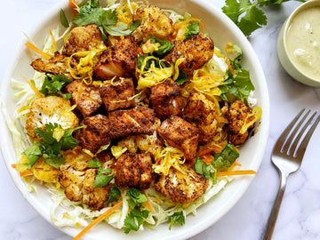 CUSTOMER FAVORITE! FISH TACO BOWLS WITH CURTIDO + ROASTED CAULIFLOWER