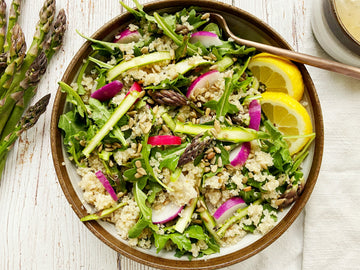 SHAVED ASPARAGUS + QUINOA BOWLS WITH LEMON DIJON DRESSING
