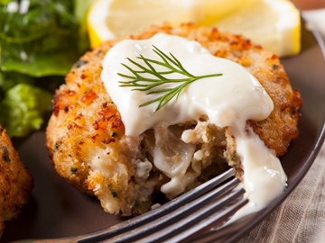SHRIMP CAKES WITH LEMON AIOLI + SPINACH